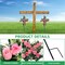 2 Sets Artificial Cemetery Flowers – Pink Memorial Rose Bouquets with Graveyard Cross Stakes for Grave Decoration